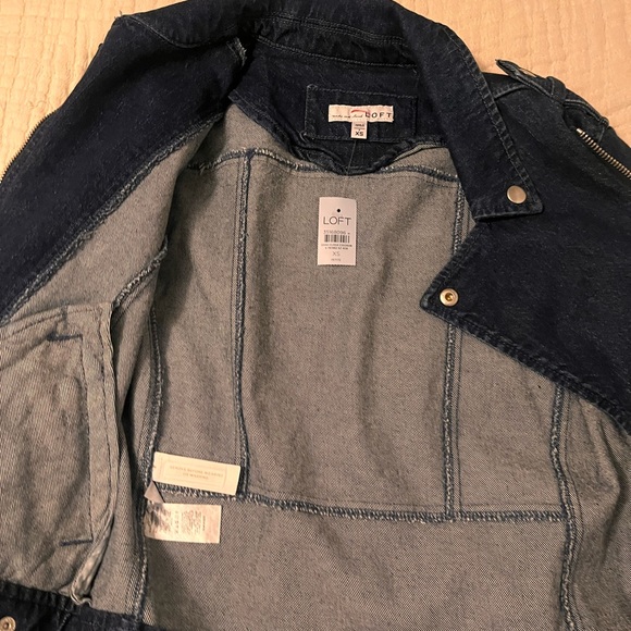 LOFT Dark Blue Denim Jacket XS petite - Picture 8 of 13
